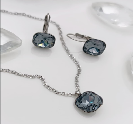 Set de Joyería Cristal Azul Grisáceo