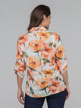 Blusa camisera, manga larga estampado floral