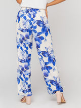 Pantalón estampado, bota recta, cintura enresortada