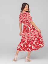 Vestido largo cuello en V con estampado
