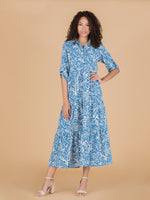 Vestido Largo Estampado Azul