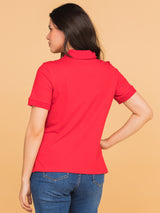 Camiseta Manga corta, Cuello en V con Cremallera
