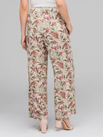 Pantalón estampado, bota recta, cintura enresortada