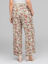 Pantalón estampado, bota recta, cintura enresortada